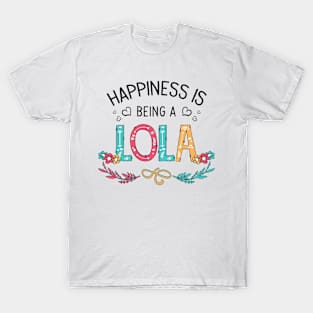 Happiness Is Being A Lola Wildflowers Valentines Mothers Day T-Shirt